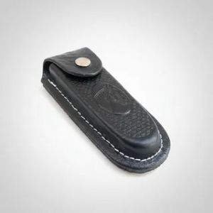 Bainha Para Canivete Em Couro Invernizado Preto